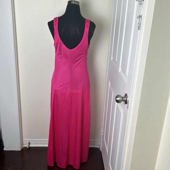 Vintage 80’s Y2K Pink Nylon Glam Rock Lace Nightgown Lingerie Size Medium - Picture 15 of 16